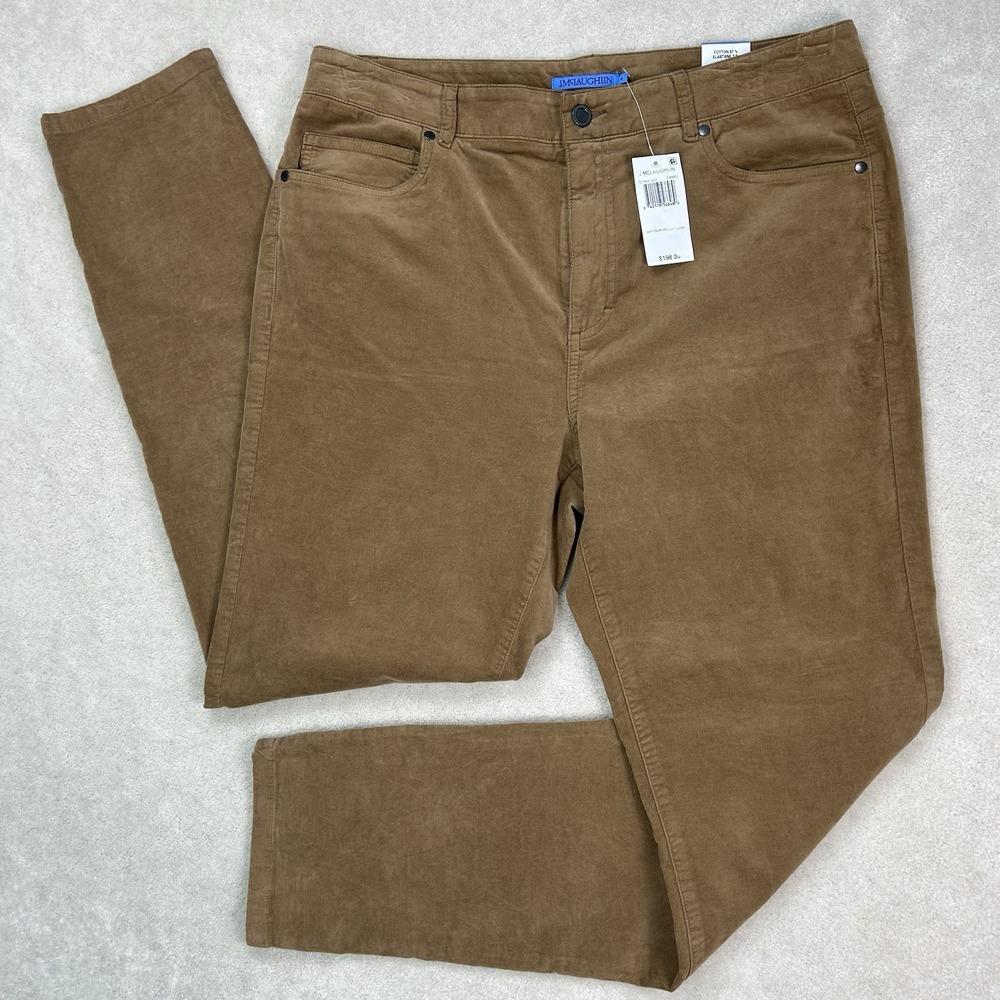 J. McLaughlin Watson Velvet Jeans Women's 14 Camel Brown Quiet Luxury Pants